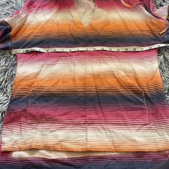 TRINA TURK STRIPED HOODIE V NECK PULLOVER TOP MULTI COLOR Size XS - Picture 11 of 16